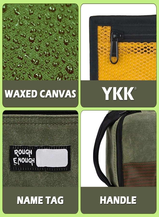 RE ROUGH ENOUGH Rough Enough Small Tool Bag Case Portable Box EDC Pouch Organizer with Handle, 12 Inch, Heavy Duty Canvas, Padded Lining, Tech Tactical Gear, Green - Image 3